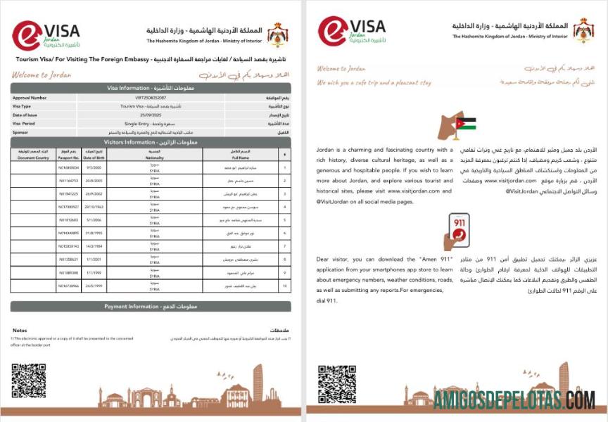 Jordânia e Visa versão 2 modelo